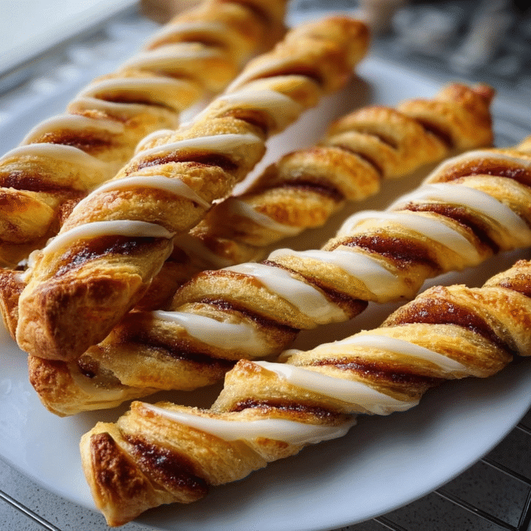 Delicious puff pastry cinnamon twists on a plate