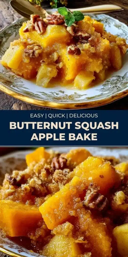 Butternut squash apple bake with caramelized apples and spices
