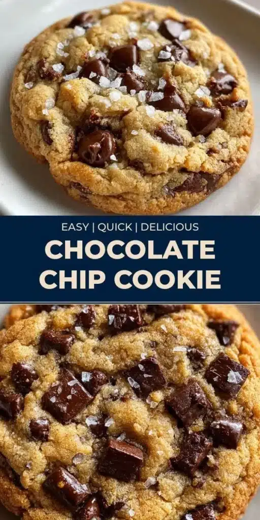 Homemade chocolate chip cookie with melted chocolate chips on a wooden background