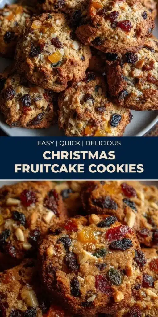 Delicious Christmas fruitcake cookies with dried fruits and nuts ready for the holidays