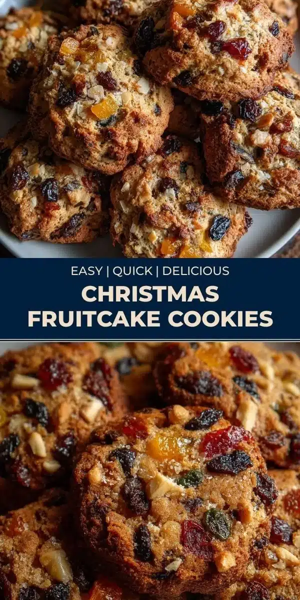 Delicious Christmas fruitcake cookies with dried fruits and nuts ready for the holidays