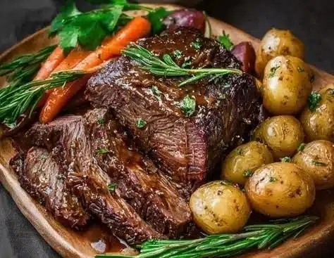 Delicious chuck roast prepared using an easy 4-hour recipe for Sunday meals