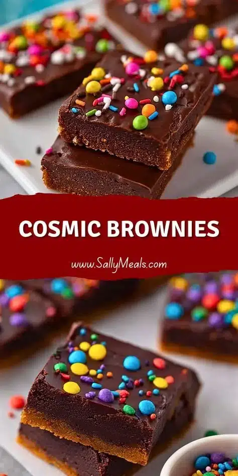Delicious homemade Cosmic Brownies topped with colorful sprinkles