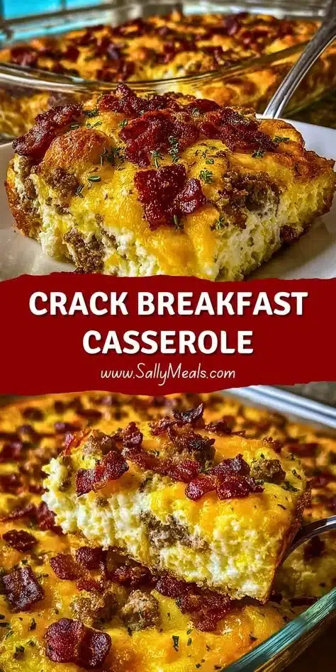 Delicious Crack Breakfast Casserole served in a baking dish