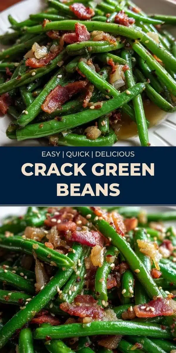 Juicy and flavorful crack green beans recipe served as a side dish