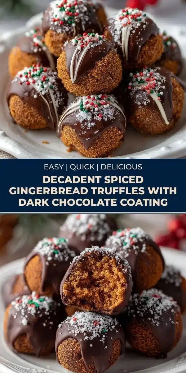 Decadent spiced gingerbread truffles coated in dark chocolate.