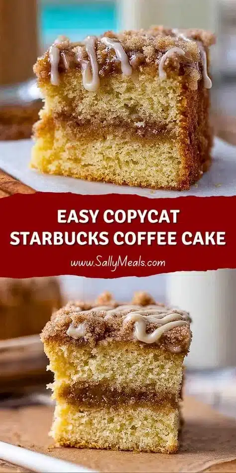 Delicious copycat Starbucks coffee cake with crumbly topping