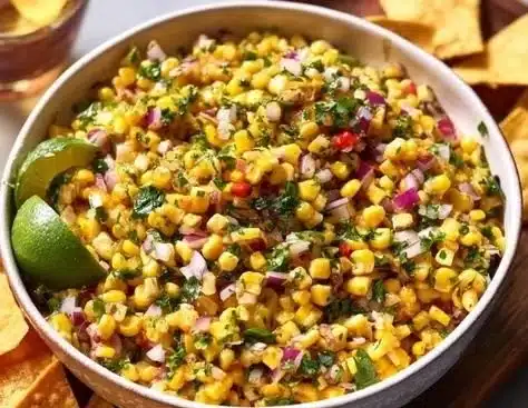 Bowl of fresh homemade easy Mexican salsa with vibrant ingredients