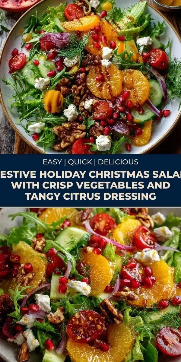 Festive Christmas salad with fresh vegetables and tangy citrus dressing