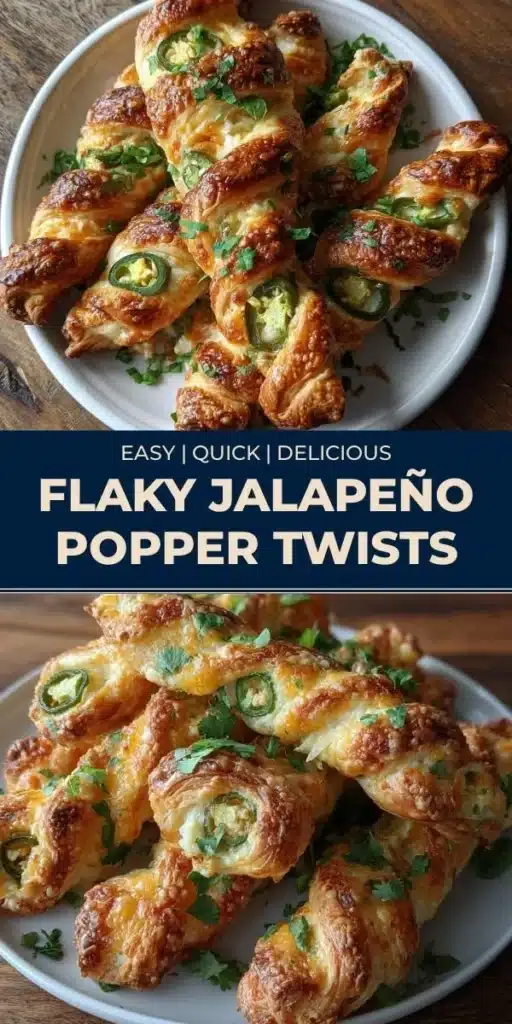 Flaky jalapeño popper twists served on a plate, golden brown and crispy.