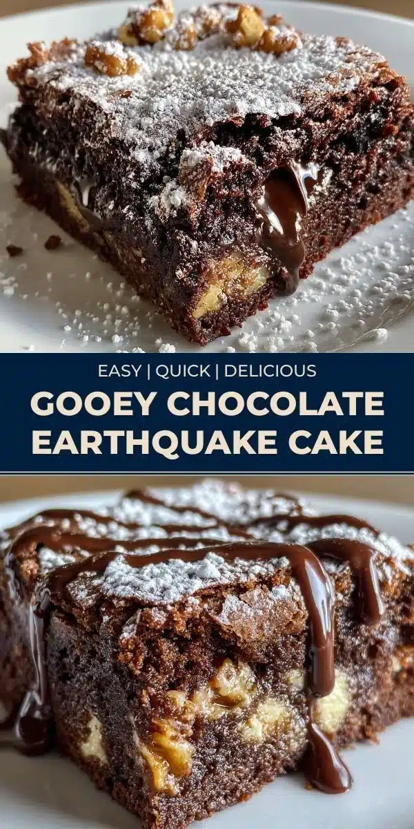 Delicious gooey chocolate earthquake cake with a rich chocolate center