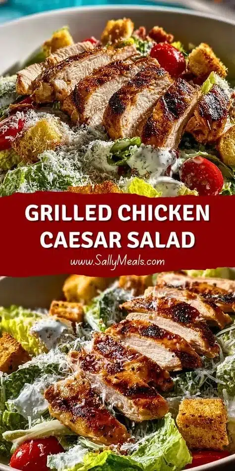 Grilled Chicken Caesar Salad with fresh romaine and creamy dressing