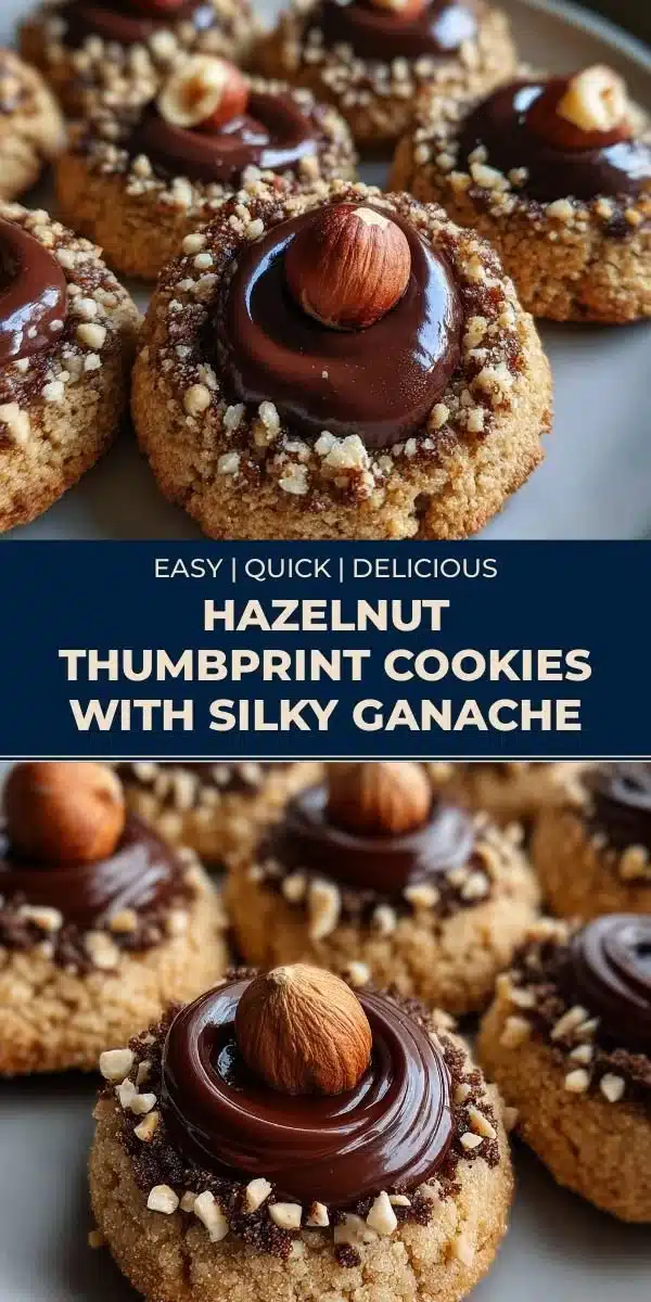 Delicious hazelnut thumbprint cookies with silky ganache topping