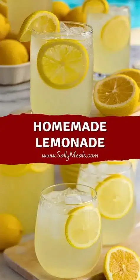 Refreshing homemade lemonade served in a glass with lemon slices