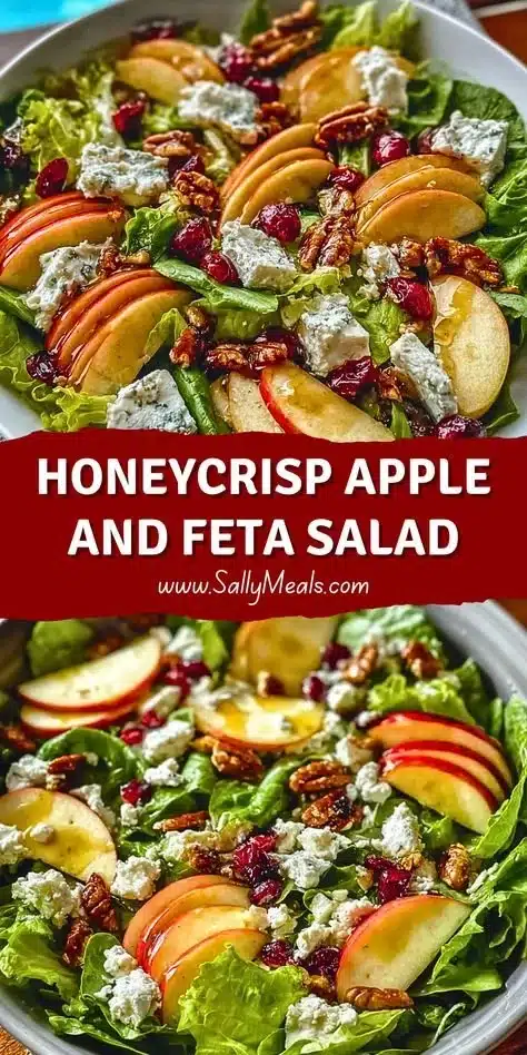 Honeycrisp Apple Salad with feta cheese and fresh greens