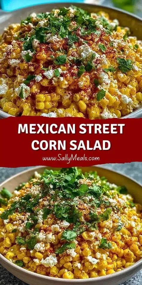 Fresh Mexican street corn salad with corn, cheese, and spices served in a bowl