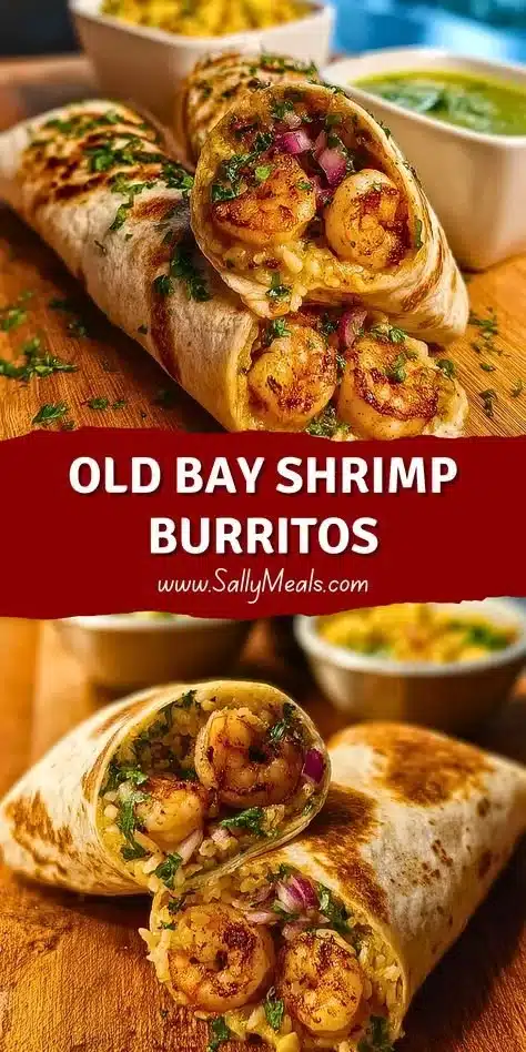Delicious Old Bay shrimp burritos served on a plate, ready to be enjoyed.