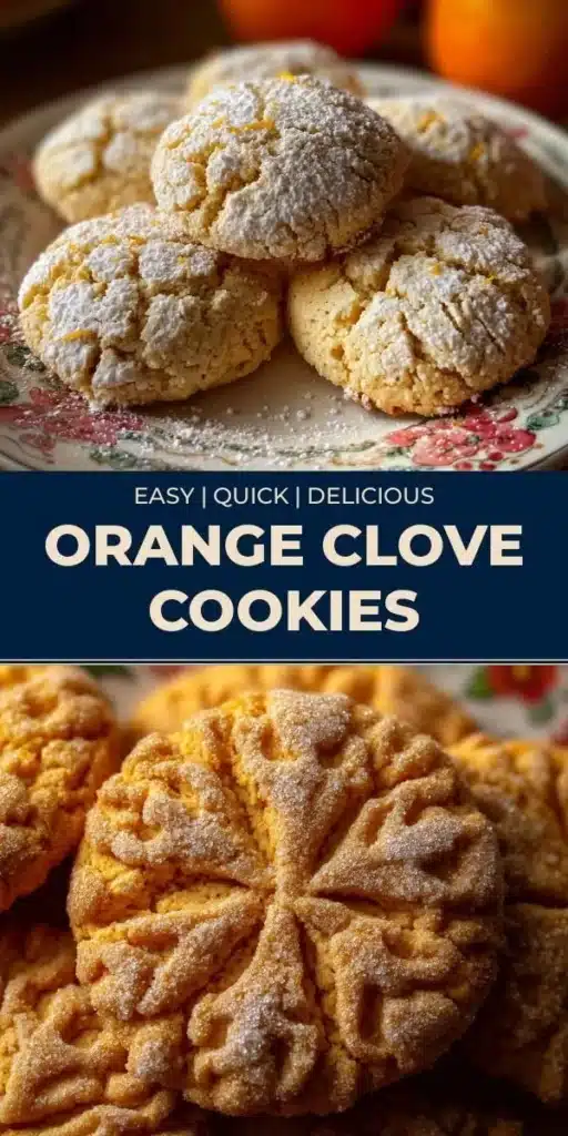 Freshly baked orange clove cookies with a sprinkle of sugar on top.