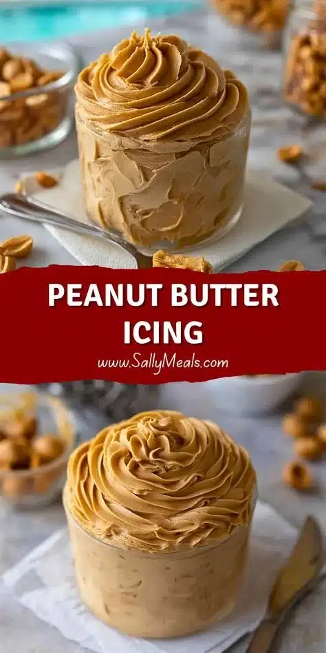 Delicious homemade Peanut Butter Icing on top of a cupcake