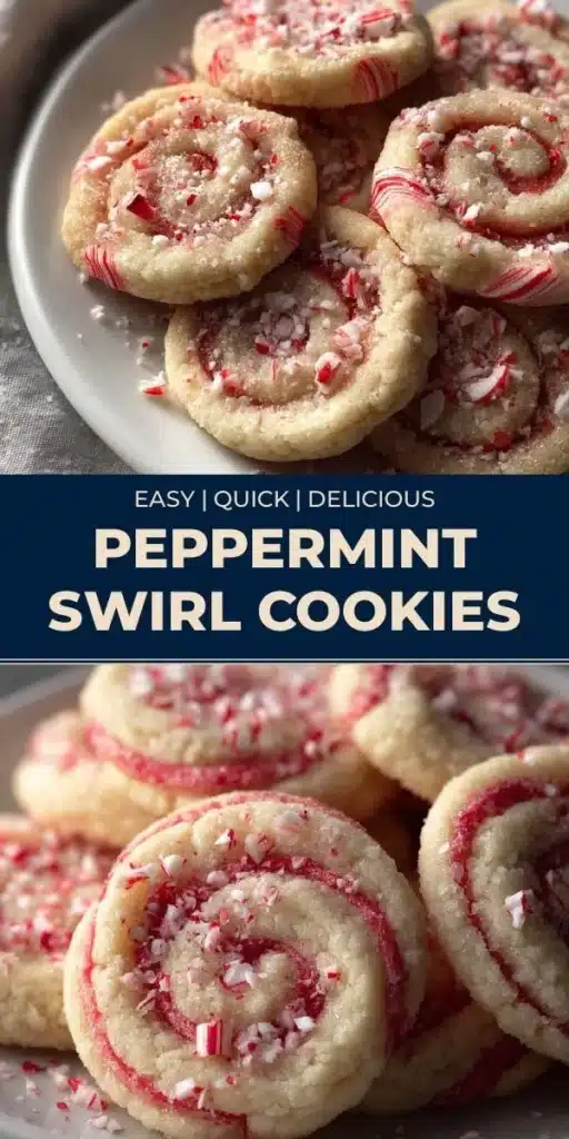 Delicious peppermint swirl cookies arranged on a festive plate.
