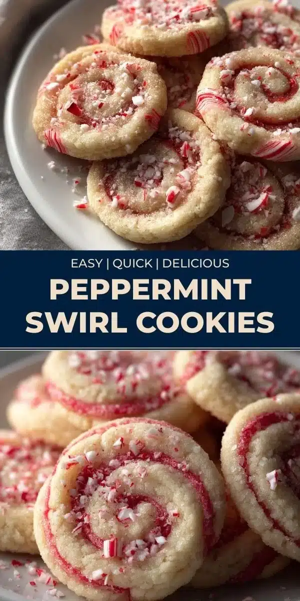 Delicious peppermint swirl cookies arranged on a festive plate.