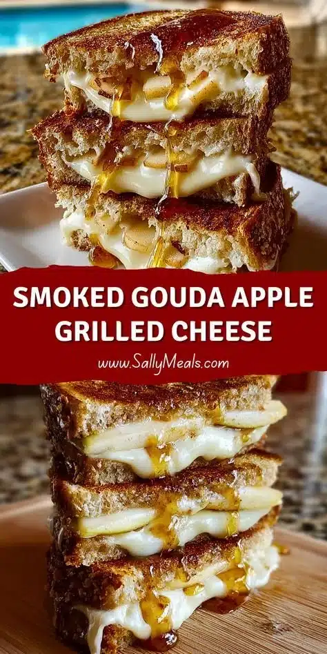 Smoked Gouda Apple Grilled Cheese sandwich with crispy bread and melted cheese